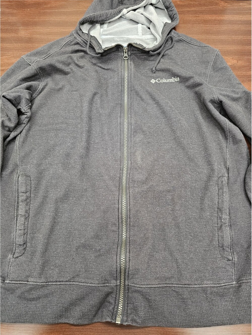 Columbia Men's Full Zip Gray Hoodie Jacket Regular Fit Lightweight Fleece Large